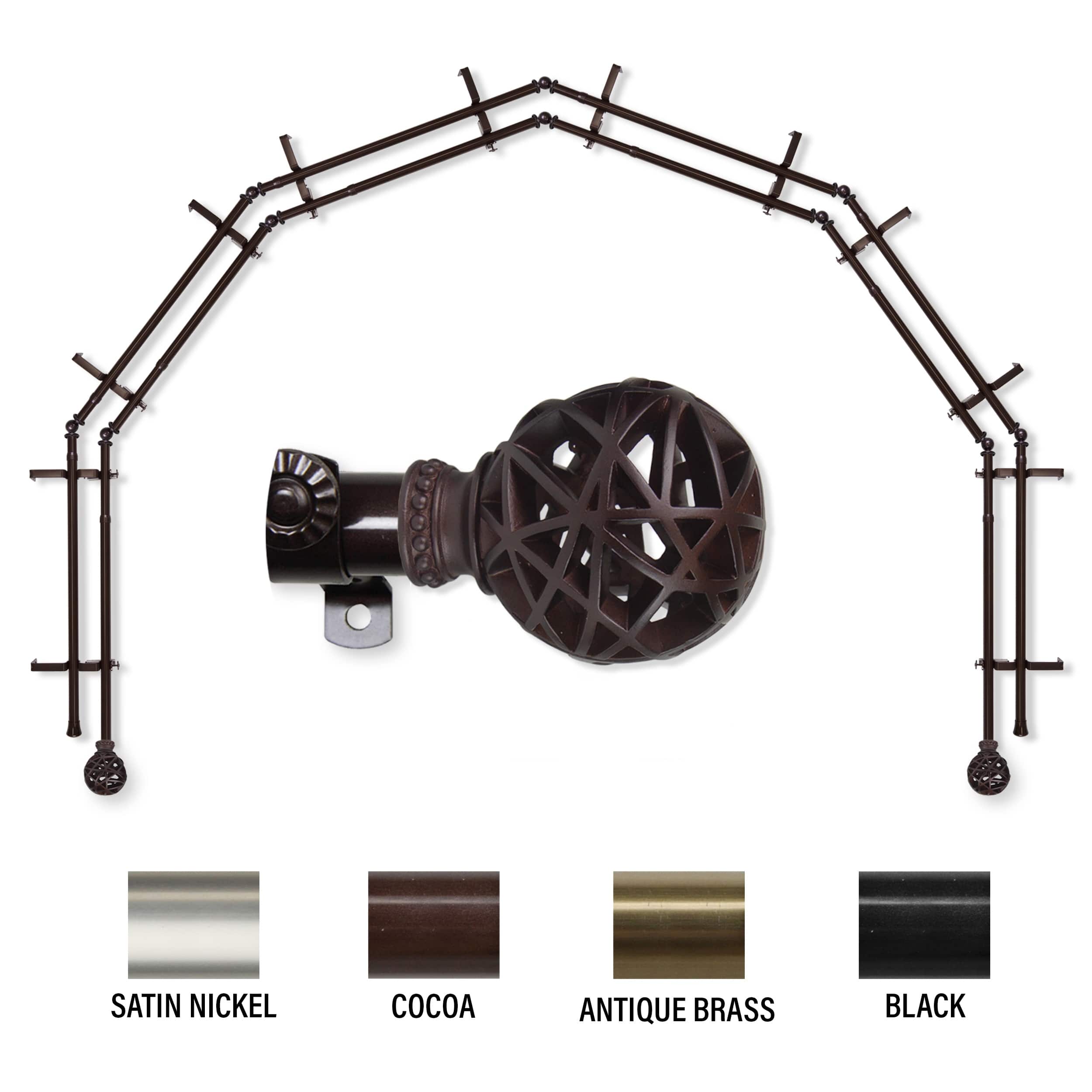 InStyleDesign Emerson 13/16" 6Sided Double Bay Window Curtain Rod Bed Bath & Beyond 35570254